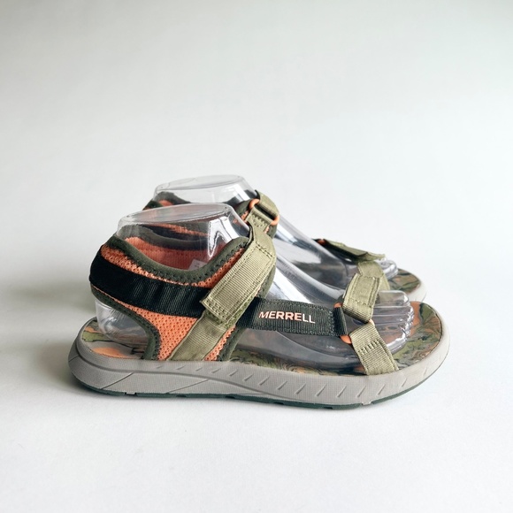 Merrel Olive Green Orange Canvas Rubber Outsole Sandals size 7 - Picture 2 of 16